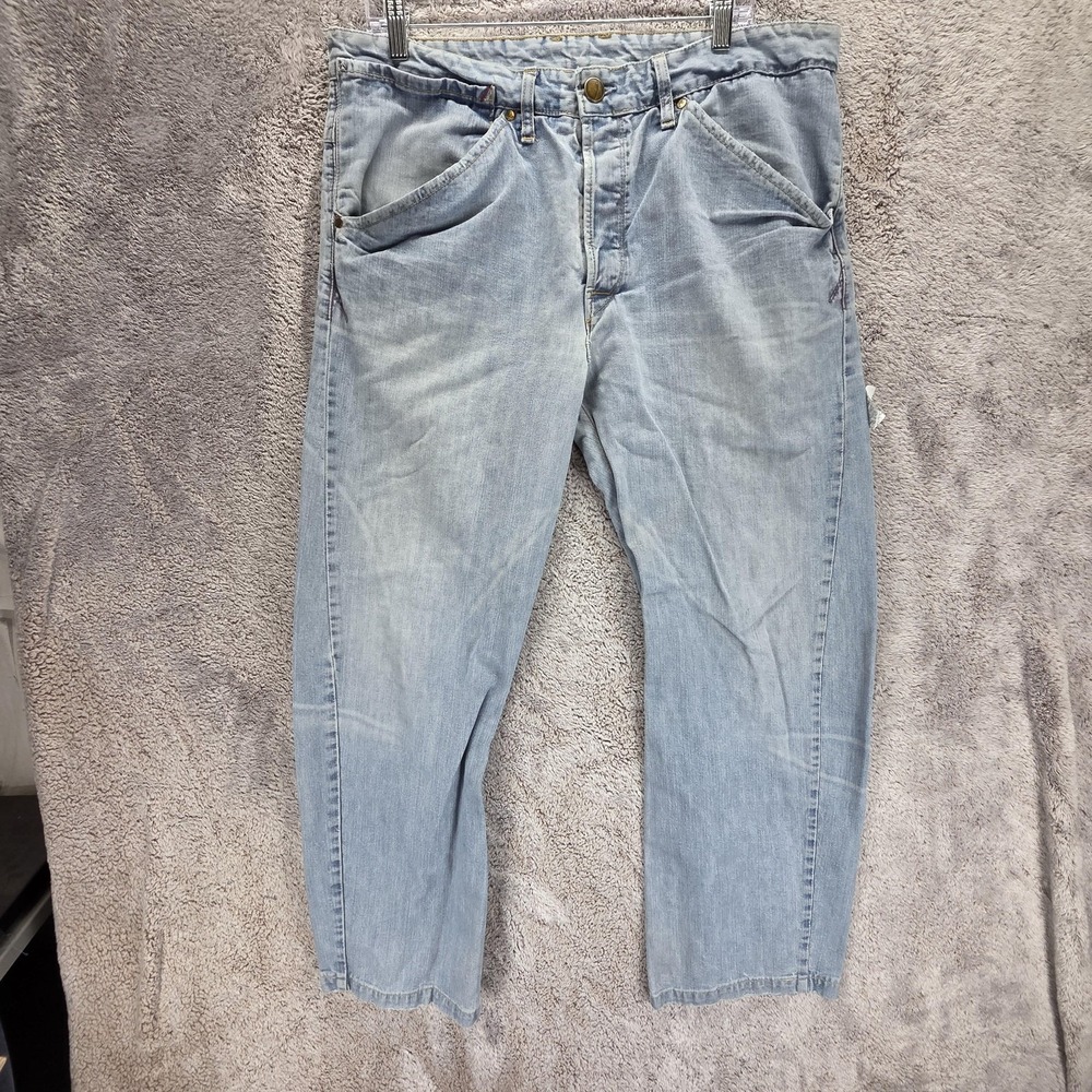 VTG Levis Engineered Jeans Mens Blue Twisted Light Wash Button Fly Fits 36x28